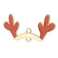Zinc Alloy Connector Antlers gold color plated DIY & enamel & 1/1 loop red nickel lead & cadmium free Approx 2mm Approx Sold By Bag