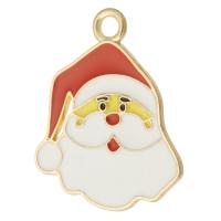 Tibetan Style Christmas Pendants, Santa Claus, gold color plated, Unisex & enamel, mixed colors, nickel, lead & cadmium free, 22x28x1mm, Hole:Approx 2.5mm, Approx 500PCs/Bag, Sold By Bag