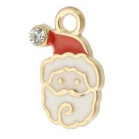 Zinc Alloy Christmas Pendants Santa Claus gold color plated Unisex & enamel & with rhinestone mixed colors nickel lead & cadmium free Approx 2mm Approx Sold By Bag