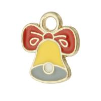 Zinc Alloy Enamel Pendants Christmas Bell gold color plated Unisex mixed colors nickel lead & cadmium free Approx 2mm Approx Sold By Bag