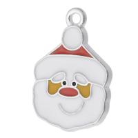 Tibetan Style Christmas Pendants, Santa Claus, silver color plated, Unisex & enamel, white, nickel, lead & cadmium free, 15x21x2mm, Hole:Approx 1.5mm, Approx 500PCs/Bag, Sold By Bag
