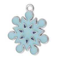 Tibetan Style Enamel Pendants, Snowflake, silver color plated, Unisex, blue, nickel, lead & cadmium free, 19x21x1.50mm, Hole:Approx 1mm, Approx 500PCs/Bag, Sold By Bag