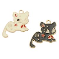 Tibetan Style Enamel Pendants, Cat, gold color plated, Unisex, more colors for choice, nickel, lead & cadmium free, 28x20x1mm, Hole:Approx 1.5mm, Approx 500PCs/Bag, Sold By Bag
