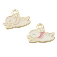 Zinc Alloy Enamel Pendants Rabbit gold color plated Unisex nickel lead & cadmium free Approx 2mm Approx Sold By Bag