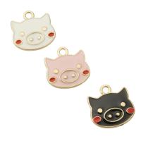 Zinc Alloy Enamel Pendants Pig gold color plated Unisex nickel lead & cadmium free Approx 2mm Approx Sold By Bag
