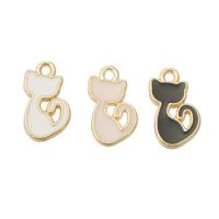 Zinc Alloy Enamel Pendants Cat gold color plated Unisex nickel lead & cadmium free Approx 1mm Approx Sold By Bag
