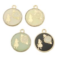 Zinc Alloy Enamel Pendants Flat Round gold color plated Unisex nickel lead & cadmium free Approx 2mm Approx Sold By Bag