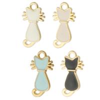 Tibetan Style Enamel Pendants, Cat, gold color plated, Unisex, more colors for choice, nickel, lead & cadmium free, 12x22x2mm, Hole:Approx 2mm, Approx 500PCs/Bag, Sold By Bag