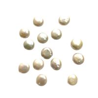 Cultured No Hole Freshwater Pearl Beads, Flat Round, polished, DIY, white, 13-14mm, Sold By PC