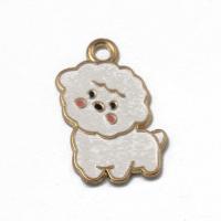 Tibetan Style Enamel Pendants, Dog, gold color plated, DIY, white, nickel, lead & cadmium free, 24x15x1.30mm, Sold By PC