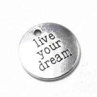 Zinc Alloy Tag Charm Round antique silver color plated DIY nickel lead & cadmium free Sold By PC