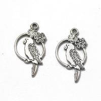 Tibetan Style Animal Pendants, Parrot, antique silver color plated, DIY, nickel, lead & cadmium free, 28x15x2mm, Sold By PC