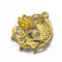 Tibetan Style Animal Pendants, Fish, gold color plated, DIY, golden, nickel, lead & cadmium free, 31x25x4mm, Sold By PC