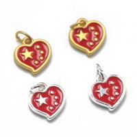 Tibetan Style Enamel Pendants, Heart, plated, DIY, more colors for choice, nickel, lead & cadmium free, 12x12x2.10mm, Sold By PC