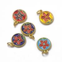 Tibetan Style Enamel Pendants, Round, gold color plated, DIY, more colors for choice, nickel, lead & cadmium free, 15x12x2mm, Sold By PC