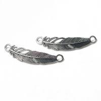 Tibetan Style Feather Pendants, antique silver color plated, DIY & 1/1 loop, nickel, lead & cadmium free, 45x10x1.80mm, Sold By PC