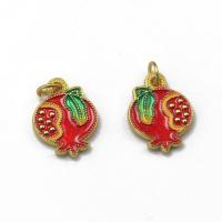 Tibetan Style Enamel Pendants, Garnet, gold color plated, DIY, red, nickel, lead & cadmium free, 16x13x3.20mm, Sold By PC
