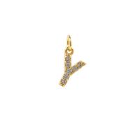 Zinc Alloy Rhinestone Pendants Alphabet Letter gold color plated DIY & with rhinestone golden nickel lead & cadmium free 5mm Sold By PC