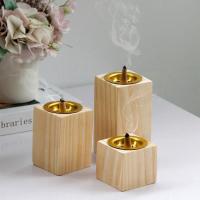 Wood Incense Burner with Aluminum Alloy half handmade for home and office & durable & three pieces Sold By Set