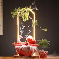 Backflow Incense Burner Porcelain with Wood handmade for home and office & durable & with LED light Sold By PC