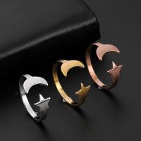 Stainless Steel Finger Ring 304 Stainless Steel Moon and Star Vacuum Ion Plating fashion jewelry & for woman Sold By PC