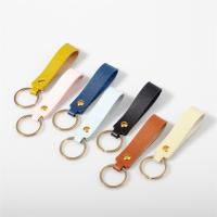 Porte-clés, cuir PU, avec fer, unisexe, plus de couleurs à choisir, 85*16mm,25mm, Vendu par PC