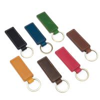 Leather Key Clasp, with Iron, Unisex, more colors for choice, 70x25mm, Sold By PC