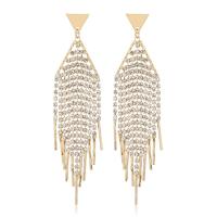 Fashion Fringe Earrings, Brass, gold color plated, fashion jewelry & for woman & with rhinestone, golden, nickel, lead & cadmium free, 23x95mm, Sold By Pair