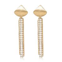 Fashion Fringe Earrings Brass gold color plated fashion jewelry & for woman & with rhinestone golden nickel lead & cadmium free 7/ Sold By Pair