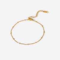 Acier titane bracelet de cheville, avec 6.5cm chaînes de rallonge, Réglable & bijoux de mode & pour femme, doré, 1mm, Longueur:19 cm, Vendu par PC