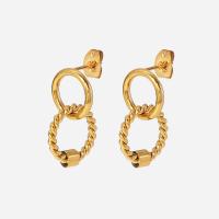 Titantium acciaio orecchini a goccia, Ciambella, gioielli di moda & per la donna, dorato, 13x23mm, Venduto da coppia