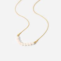 Titanstahl Halskette, mit Natürliche kultivierte Süßwasserperlen, mit Verlängerungskettchen von 5cm, rund, Einstellbar & Modeschmuck & für Frau, goldfarben, 6mm,1mm, Länge:40.5 cm, verkauft von PC