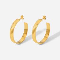 Titanium Steel  Earring, Donut, Vacuum Ion Plating, fashion jewelry & for woman, golden, 6x39mm, Sold By Pair