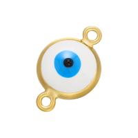 Evil Eye Connector Brass gold color plated & enamel Sold By PC