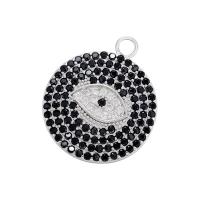 Cubic Zirconia Micro Pave Brass Pendant, Flat Round, plated, micro pave cubic zirconia, more colors for choice, 26.50x22mm, Sold By PC