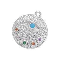 Rhinestone Brass Pendants, Flat Round, plated, with rhinestone, more colors for choice, 21.50x19mm, Sold By PC