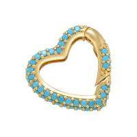 Brass Snap Clasp Heart plated micro pave cubic zirconia Sold By PC