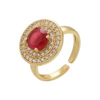Vještački dijamant Ring Finger, Mesing, zlatna boja pozlaćen, Podesiva & za žene & s Rhinestone, više boja za izbor, 21mm, Prodano By PC