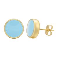 Brass Stud Earring, gold color plated, for woman & enamel, more colors for choice, 24x22mm, Sold By Pair