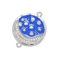 Cubic Zirconia Micro Pave Brass Connector plated micro pave cubic zirconia & enamel Sold By PC
