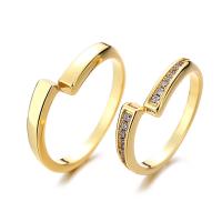 Cúbicos Circonia Micro Pave anillo de latón, metal, chapado en color dorado, diverso tamaño para la opción & micro arcilla de zirconia cúbica & para mujer, libre de níquel, plomo & cadmio, 3mm, tamaño:7-11, Vendido por UD