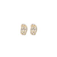 Tibetan Style Stud Earring, Bean, gold color plated, micro pave cubic zirconia & for woman & hollow, 18x22mm, Sold By Pair