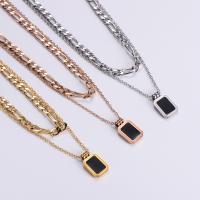 Stainless Steel Jewelry Necklace, 316L Stainless Steel, with 1.96inch extender chain, Rectangle, Vacuum Ion Plating, Double Layer & for woman, more colors for choice, Length:Approx 15.7 Inch, Sold By PC