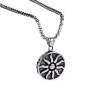 Stainless Steel Jewelry Necklace, 304 Stainless Steel, Round, for man & blacken, original color, 35x35mm, Length:Approx 23.6 Inch, Sold By PC