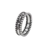 Палец кольцо из нержавеющей стали, Нержавеющая сталь 304, разный размер для выбора & с письмо узором & Мужский & чернеют, оригинальный цвет, 6mm, размер:7-11, продается PC
