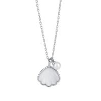 925 Sterling Silver Necklaces, with Shell Pearl & White Shell, with 1.96 inch extender chain, Shell, plated, for woman, more colors for choice, 12x15mm, Length:Approx 15.74 Inch, Sold By Pair