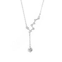 Cubic Zircon Micro Pave 925 Sterling Silver Necklace, with 1.96 inch extender chain, plated, micro pave cubic zirconia & for woman, more colors for choice, Length:Approx 15.74 Inch, Sold By PC