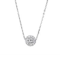 Cubic Zircon Micro Pave 925 Sterling Silver Necklace, with 1.96 inch extender chain, Round, platinum color plated, micro pave cubic zirconia & for woman, 8mm, Length:Approx 15.74 Inch, Sold By PC