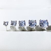 Cubic Zirconia Micro Pave Brass Earring Square platinum color plated & micro pave cubic zirconia & for woman Sold By Pair