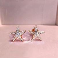 Cubic Zirconia Micro Pave Brass Earring, Starfish, plated, micro pave cubic zirconia & for woman, more colors for choice, 12.50mm, Sold By Pair